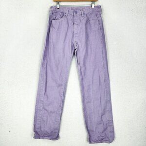 Levis Jeans Mens 34x32 Purple 501 Button Fly Straight Leg Cotton Casual Denim